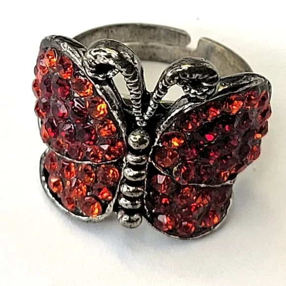 Red Butterfly Adjustable Ring - Picture 5 of 7